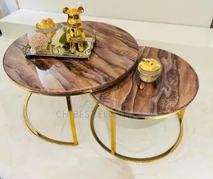 Brown and Gold Center Mat Table