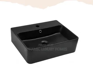 Wall Hung England Matt Black Wash Hand Basin With Tap Hole
