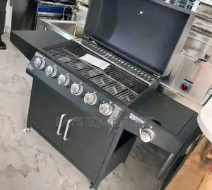 6 Burner Gas Barbeque Grill + Cooker With Under Cabinet