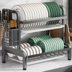 2 Layers/Tiers Plate Rack Drainage With Accessories