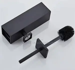 Matte Black Hanging Toilet Brush Holder. Square 