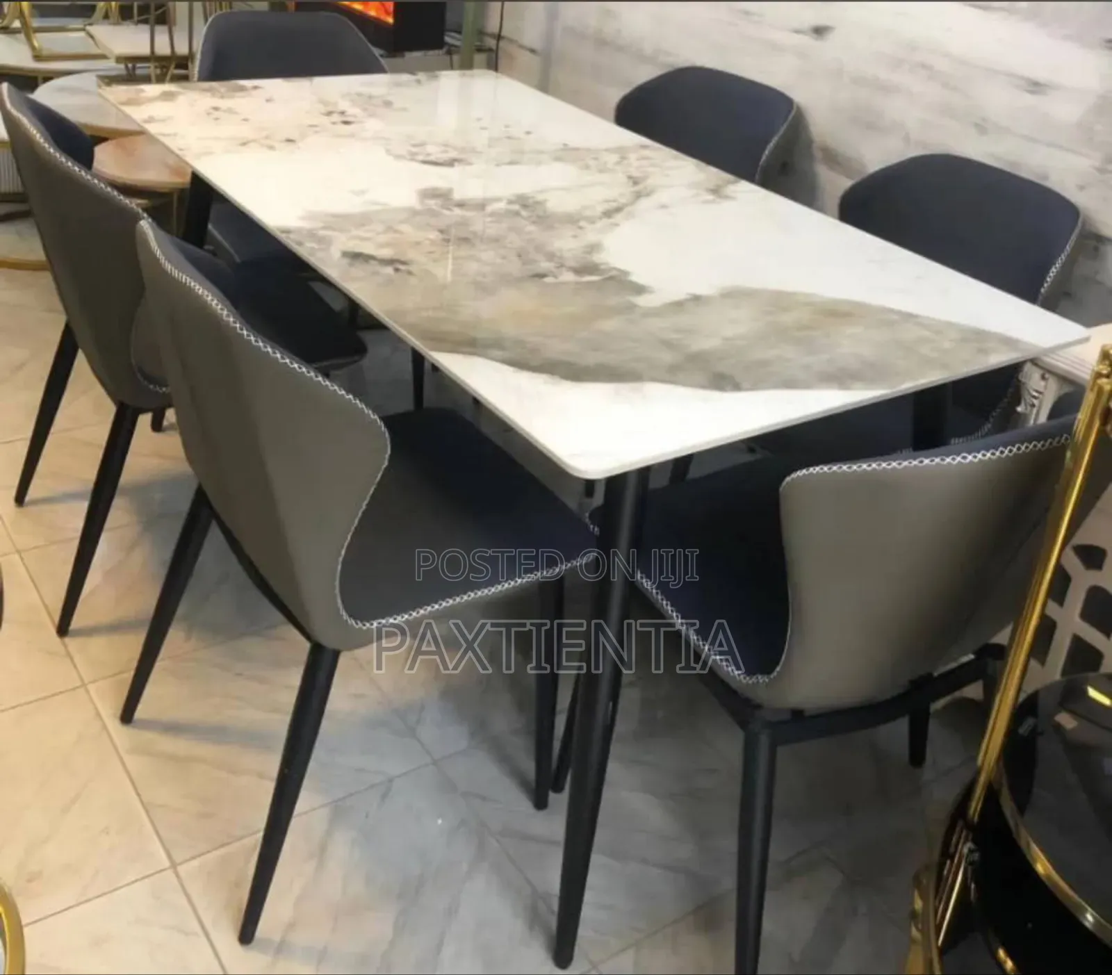 6 Seater Minimalist Rectangular Marble Dining