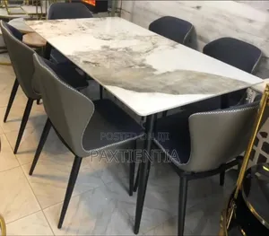 6 Seater Minimalist Rectangular Marble Dining