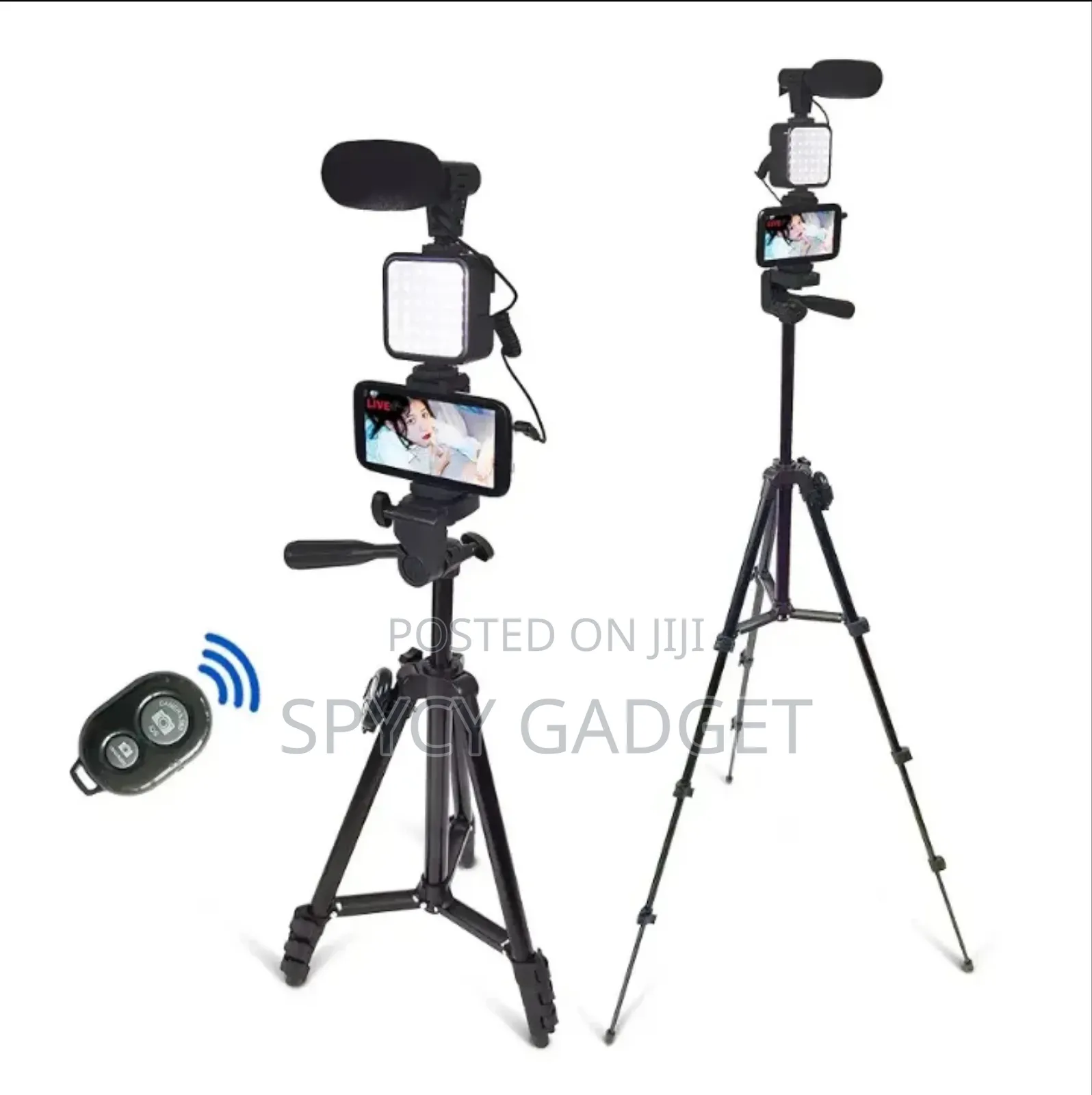 Tripod Stand + Light + Mic + Remote (Vlogging Kits)