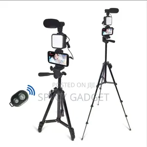 Tripod Stand + Light + Mic + Remote (Vlogging Kits)