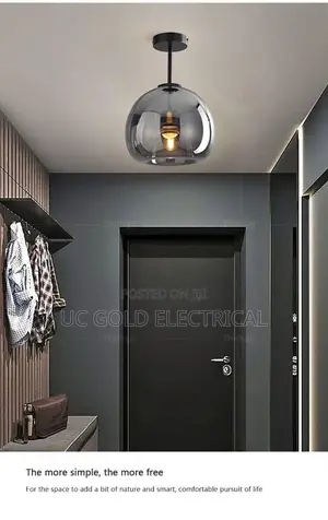 Modern Minimalist Glass Ceiling Lamp Black Gold Dining Room