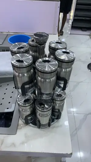 Stainless Steel Spice Rack With Jars