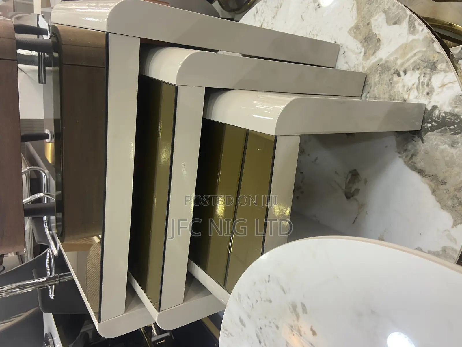 Off White Ergonomic Side Stool Set
