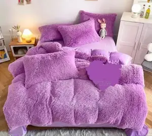 Fluffy Faux Fur Fuzzy Shaggy Quilt Velvet Duvet Set