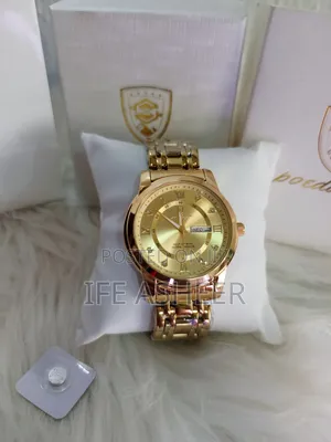 Water Resistant Poedagar Men's Gold Chain Wrist Watch