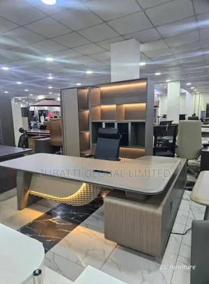 Executive Office Table With Led Lights With Bookshelf