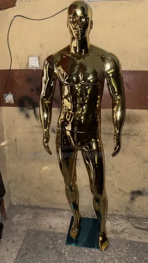 Huge Gold Chrome Male Mannequin With Face
