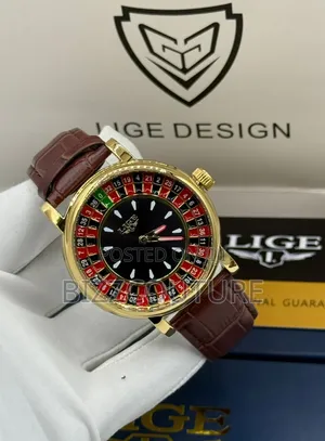 Original Lige Brown Genuine Leather Strap Watch in Store
