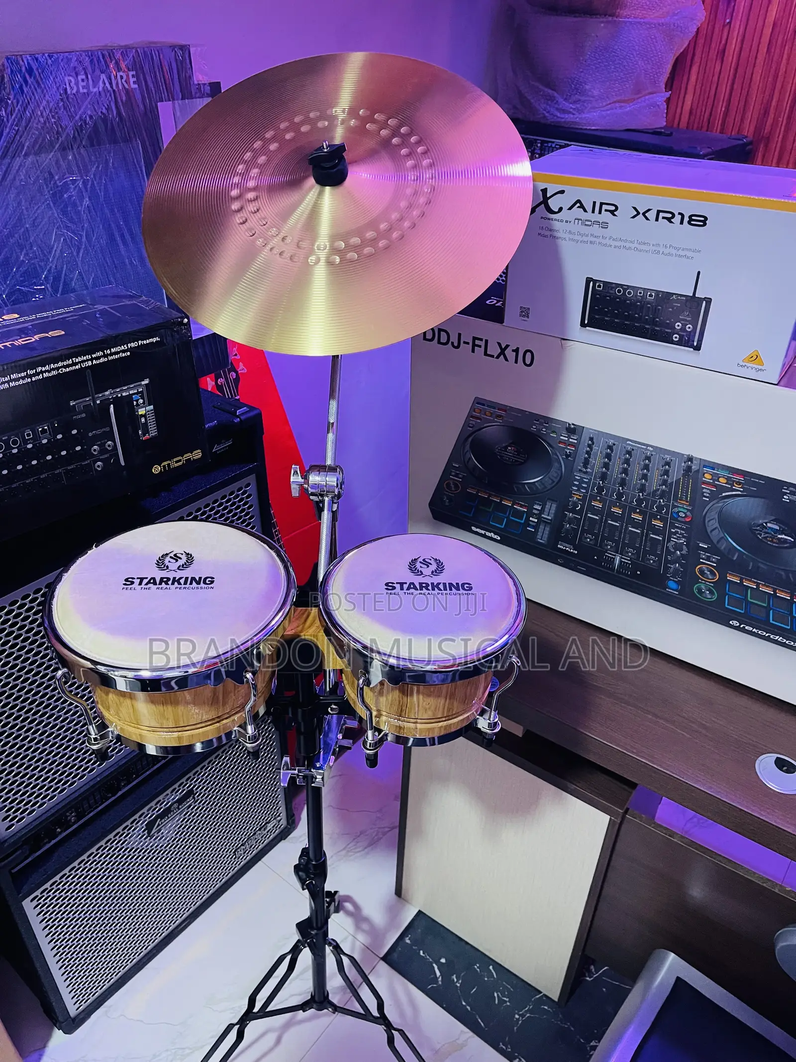Professional Bongo Drum With Cymbals