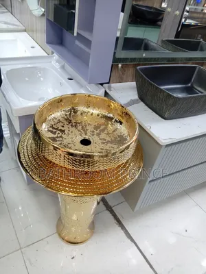 Gold Freestand Basin and Pedestal