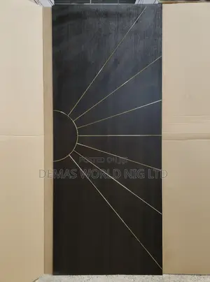 Black With Gold Line Wooden Door