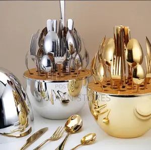 Luxury 24-Piece Stainless Steel Cutlery Set With Holder
