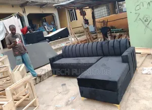Black Fabric L Shape Sofas