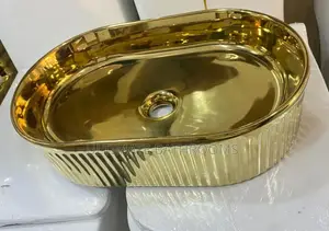 Stripe Gold Counter Top Basin