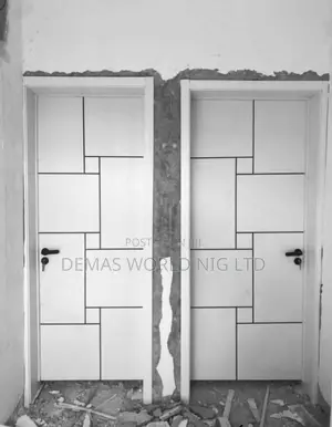 White Wooden Door With Black Line 3 by 7ft