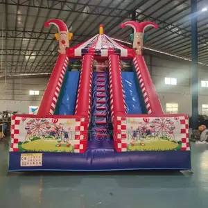 Inflatable Clown Dry Slide Jumping Pink Slide