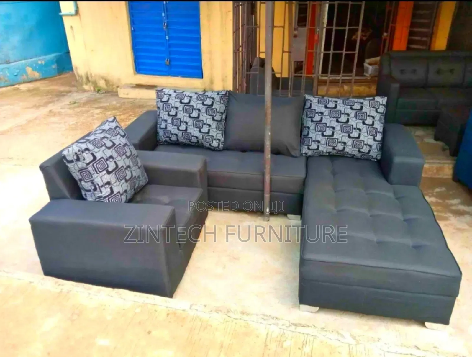 Black Color L Shape Sofas