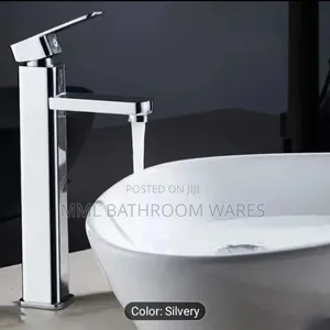 Long Chrome Basin Mixer for Countertop Basin