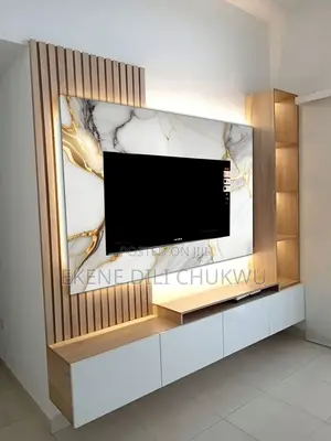 "Luxury Marbletv Wall Unit With Led Sleek Storage Design"