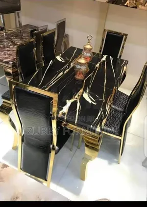 Imported Luxury Marble Top Dining Table by 6 Quality Chairs