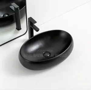 Oval Shape Black Countertop Basin