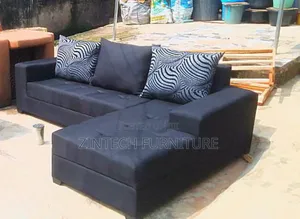 Black Fabric L-Shape Sofas