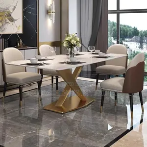 Exquisite Contemporary 6 Seaters Marble Top Dining Table