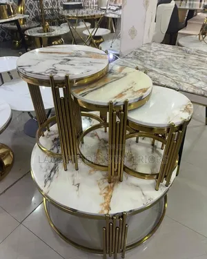 3 in 1 Golden Marble Center Table