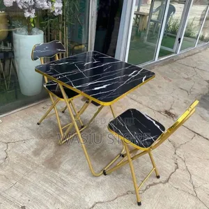 Black Faux Marble Table Chair Set