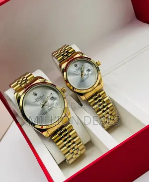 2 His N Hers Pieces Polished Steel Rolex Wrist Watches