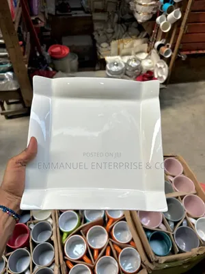White Square Ceramic Plate - 24pc in Box