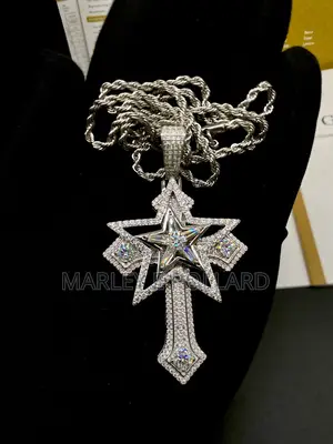 Baguette Star Cross Vvs1 Moissanite Sterling Silver Chain
