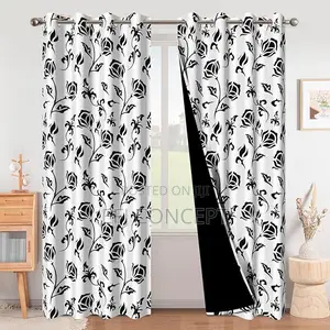 Black and White Floral Blackout Curtains