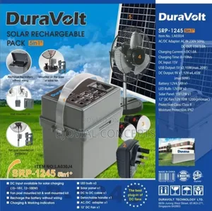 Duravolt 5in1 Solar Rechargeable Pack With Table Fan