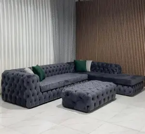 L-Shaped Chesterfield Sofa +Center Ottoman Can Com in Color