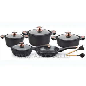 Black and Gold Best Quality Ucc Life Granite Non Stick Pot Set