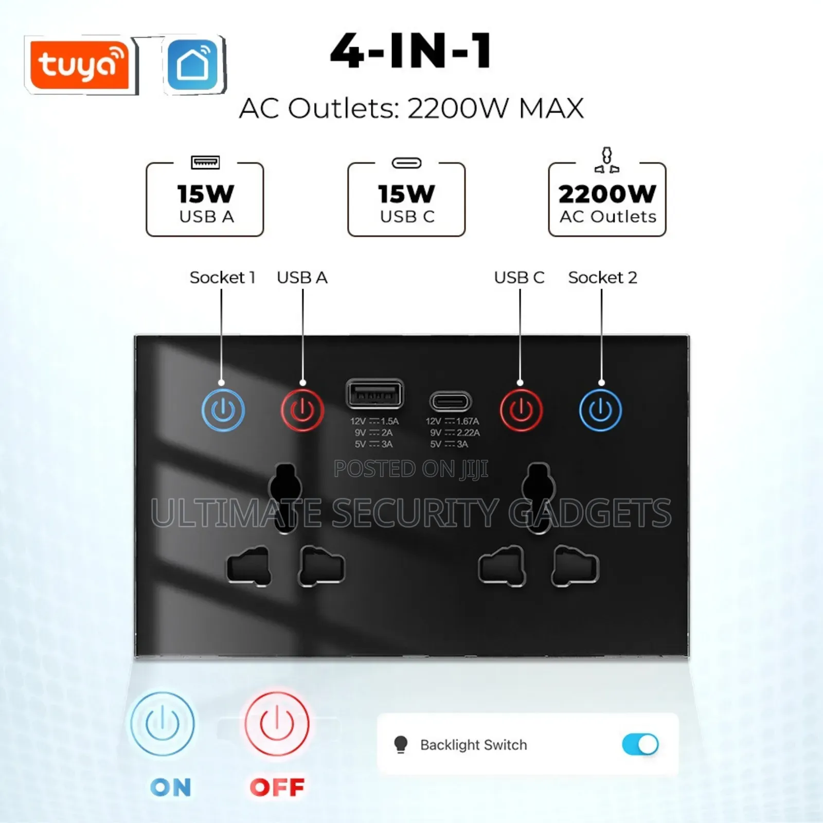 16a Tuya Smart Double Socket With USB Type C