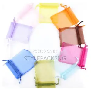 Plain Coloured Organza Drawstring Pouch/Party Bag - 12 PCS