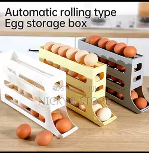 Automatic Rolling Egg Storage Box – 3-Layer Organizer