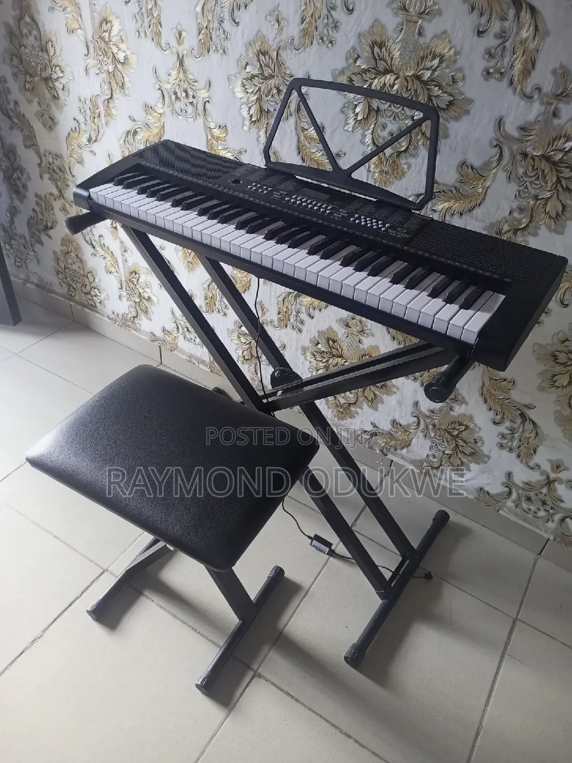 Teaching Type Keyboard Piano With Adapter, Stand and Stool
