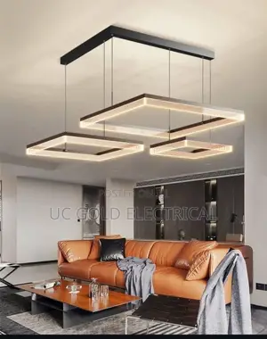 Modern Square Led Chandelier Remote Control Dimmable Living