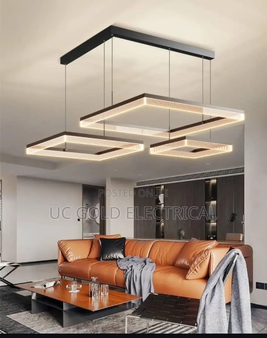 Modern Square Led Chandelier Remote Control Dimmable Living