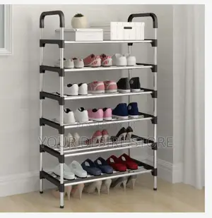 Stainless Shoe Rack + Steel Pipes (6 Layers)