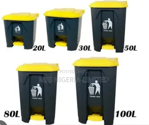 30l Commercial Foot Step Plastics Pedal Dustbin Yellow Lip,