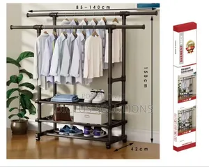 2 Poles and 3 Layers Wardrobe Hanger Shelf